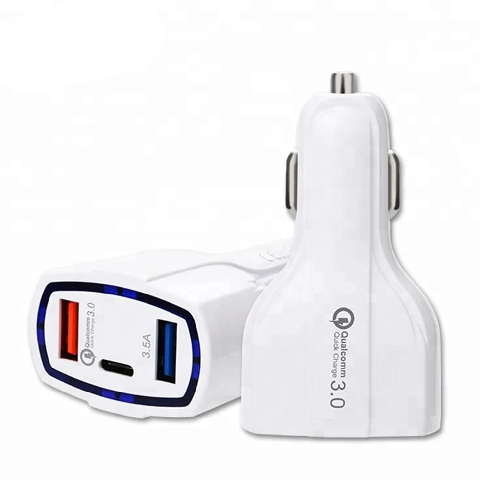 

OEM Type Pd Super Mobile Fast Adapter 2.4A Rapid Type-C Usb-C 3.0 35W Power 3 Ports High Speed Usb C Car Charger For iPhone 12, Black/ white