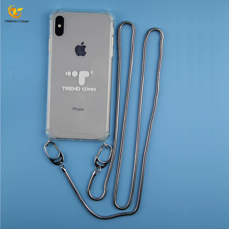 

Custom Shockproof TPU Crossbody Metal Chain Necklace Case