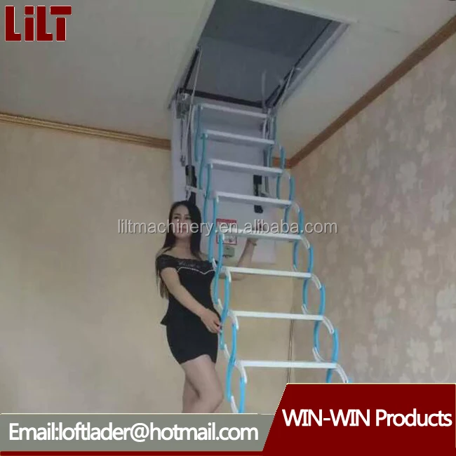 
manual/motorized loft ladder steel material retractable attic stairs 