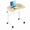 Adjustable wooden computer table desks with wheels sofa side table movable sliding PC desk