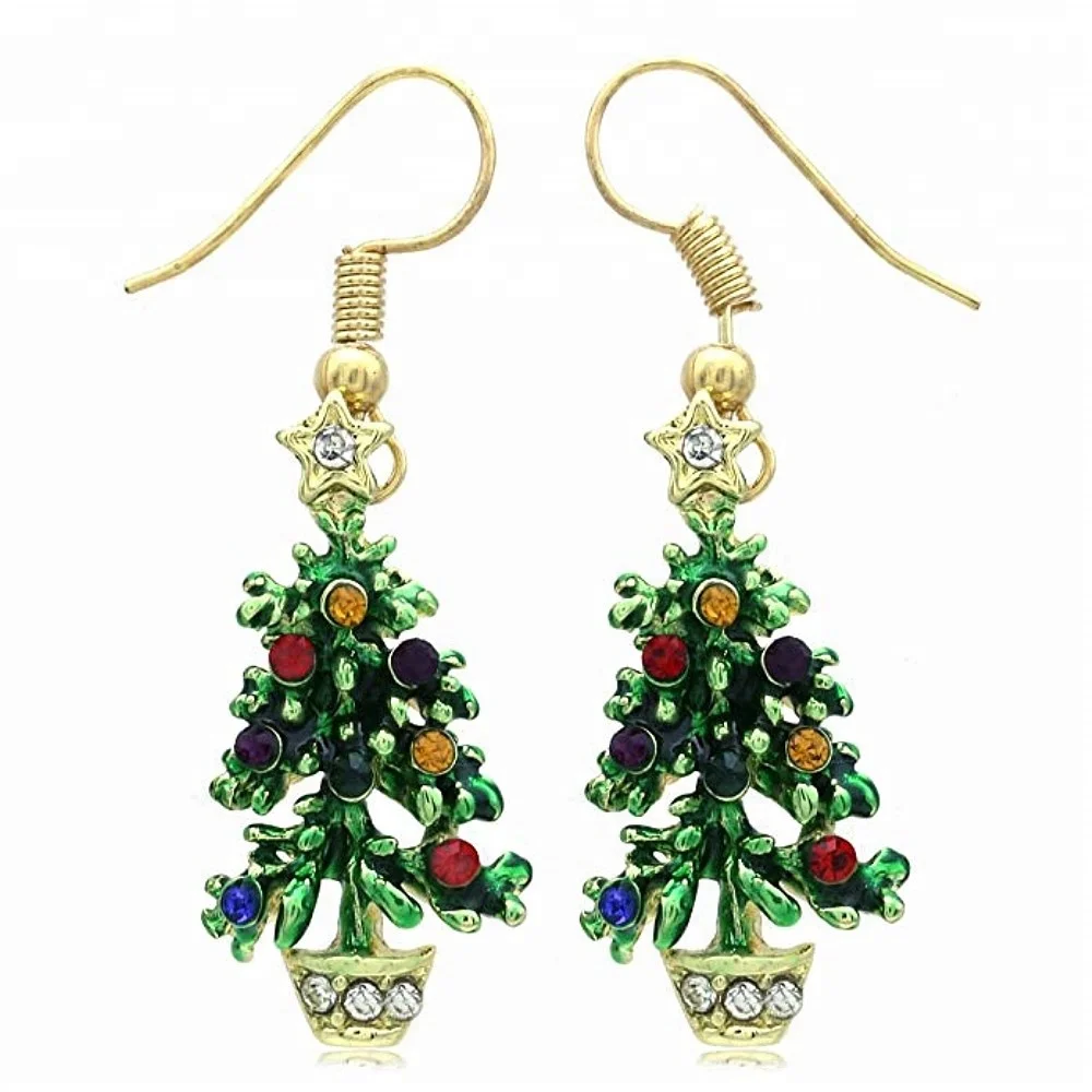 

Custom xmas party hook earring gold or silver plated christmas bell and candy cane earring