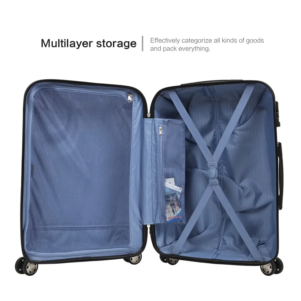 N797 Full Pc Rolling Roller Trolley Suitcase Abs Cabin Carry-on Hard ...