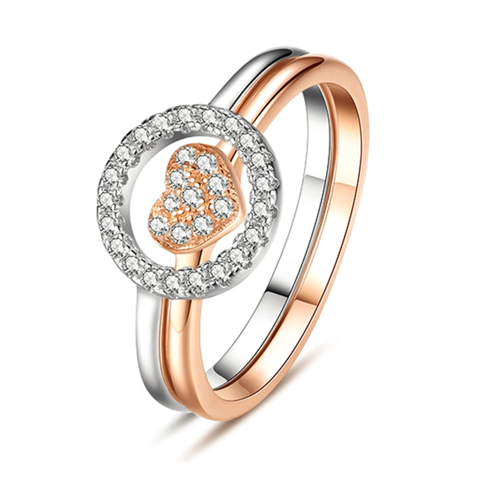 

925 Sterling Silver Cubic Zircon Ring Rose Gold Finger Ring For Woman Silver Jewelry Wearing
