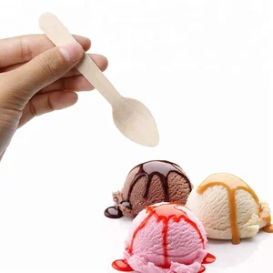 Image of 11cm Disposable Mini Ice Cream Wooden Spoon 100pcs/pack
