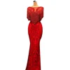 Luxury Red Evening Dress Women O Neck Beading Party Dress Mermaid Prom Dress Long Evening 2019