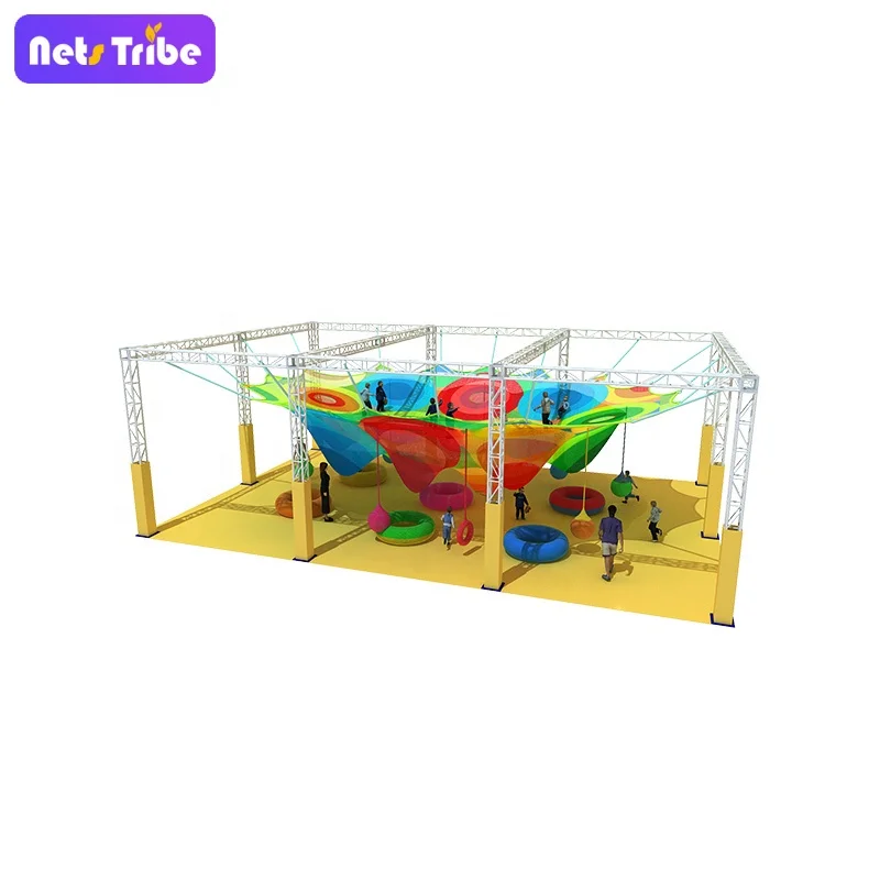 

Rainbow Climbing rope nets indoor play ground for kids soft play by handmade---Honeycomb, Colorful