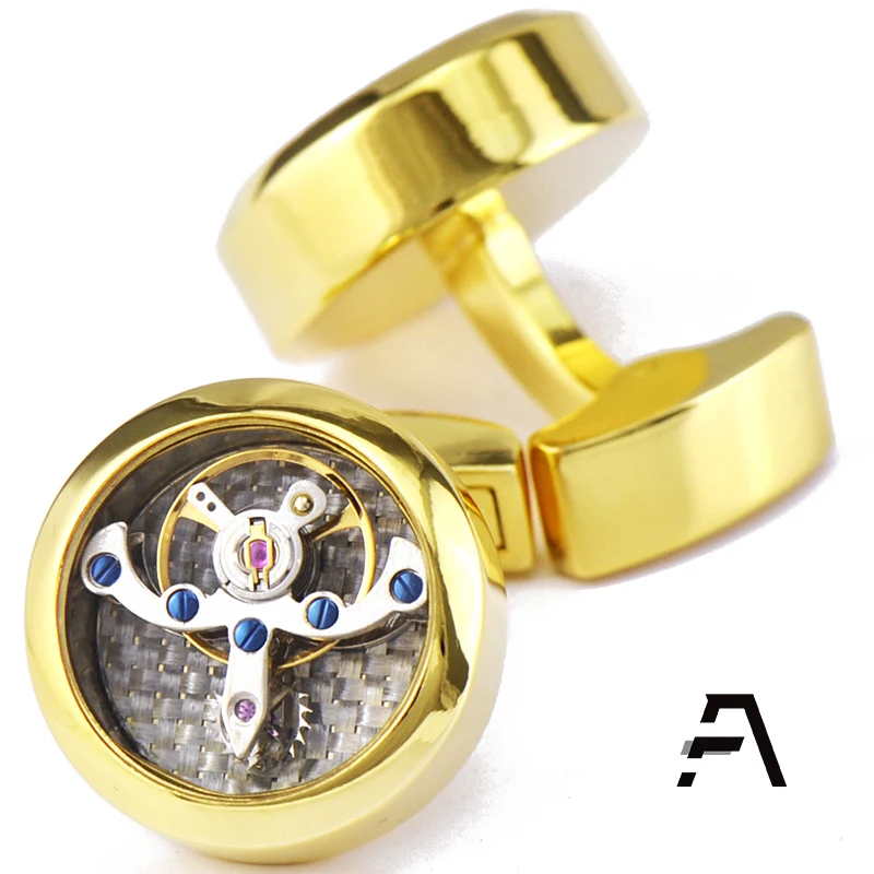 

Shiny Gold Tourbillon Steampunk Gear Cufflinks