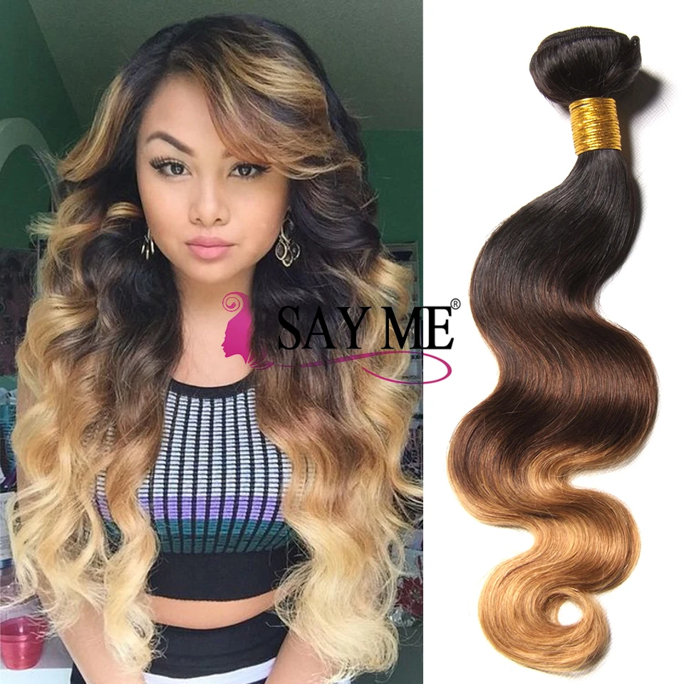 

Free Sample Hair Bundles 1b 4 27 Three Tone Ombre Wet And Wavy Human Hair Extensions Brazilian Blonde Body Wave Weaving