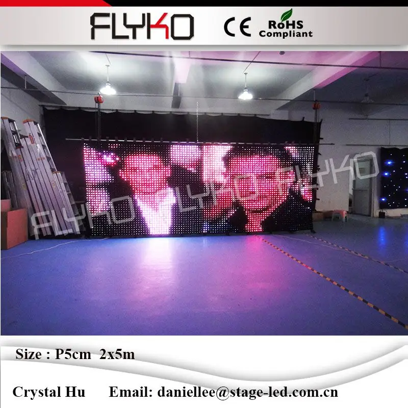 

P5cm 2x5m high quality led video curtain use for christmas meet festival party night club, Rgb 3in 1