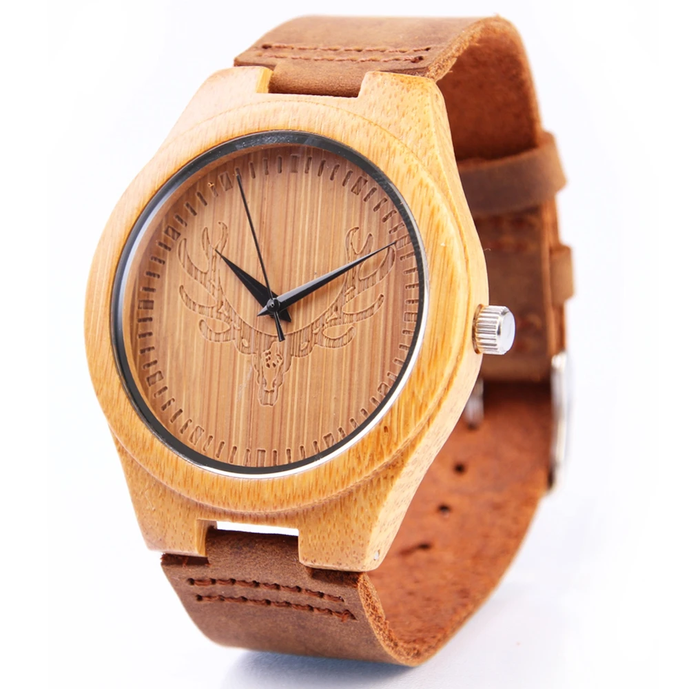 

2019 new design men's luxury bamboo wood quartz wrist watch