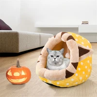 

Wholesale Self Warming Cotton bed Round foldable soft pet dog sofa cat bed cave house with toys