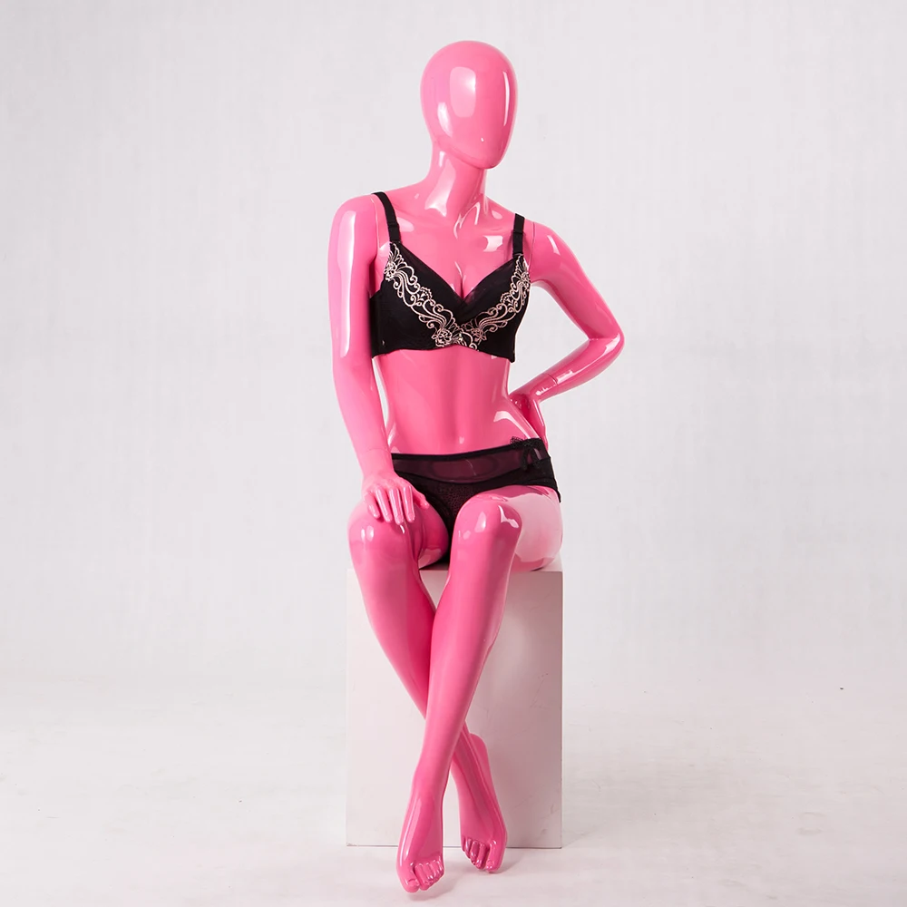 Sitting Full Body Mannequin Female Pink Color Nude Underwear Mannequins