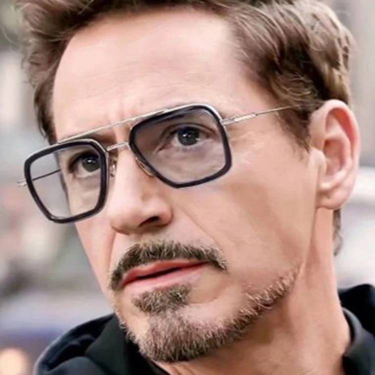 

Hot Selling Fashion Square UV400 Iron Man Shades Metal Nose Pad Tony Stark Sunglasses