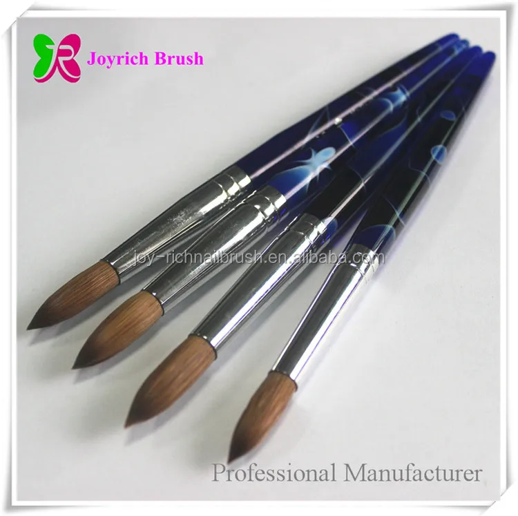 
Acrylic Natural color Kolinsky Colorful Plastic Handle Round Nail Art Brush 