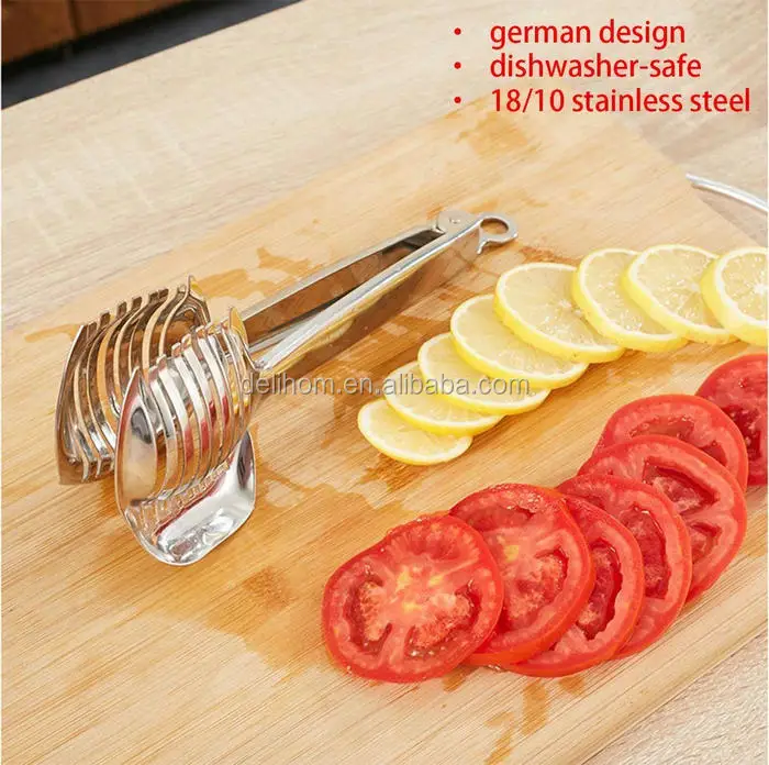 Coupe-citron Multifonction Passe au lave-vaisselle Facile à trancher Coupe-tomate Pour les fruits et légumes Trancheuse de pommes de terre en acier inoxydable Pince à fruits et oignons