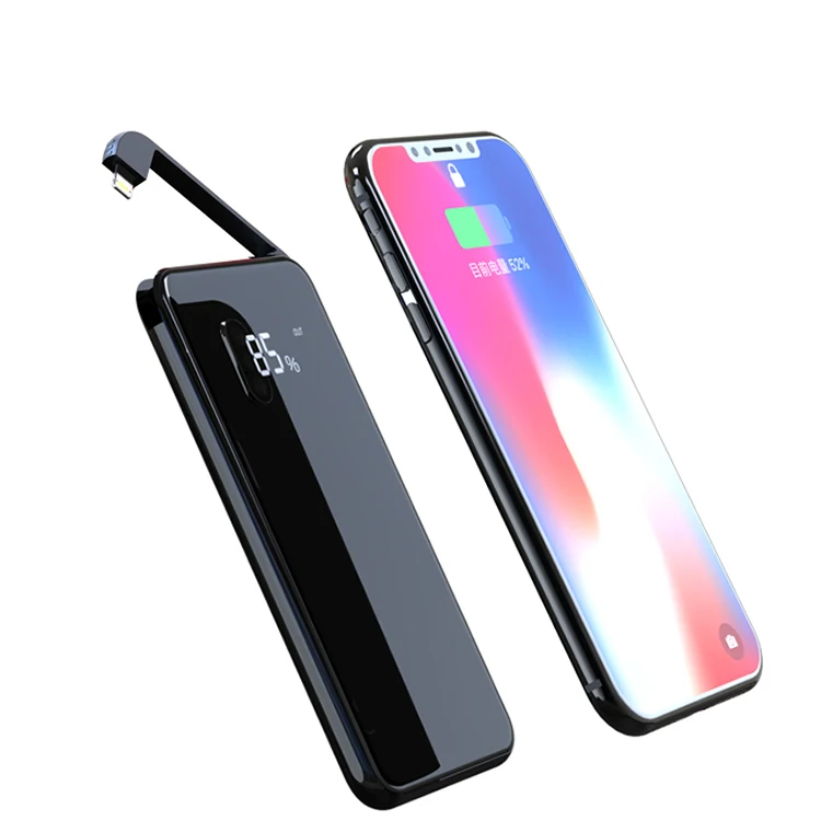 Unique design Built-in cable and converters wireless qi 10w power bank 12000mAh for iphone for samsung