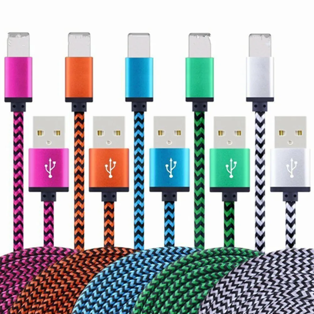 Factory Colorful Braided Nylon Aluminum Fastest 1M Charger Data USB Cable for iphone