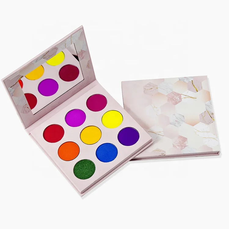 New no logo colorful high pigment vegan custom glitter neon makeup eyeshadow palette private label factory, 9 color