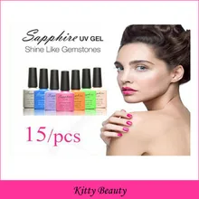 15pc lots Sapphire Nail Gel New 80 Colors Fashion UV Gel Polish Soak Off LED Nail
