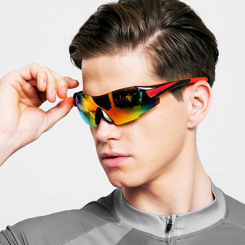 

ZL2203-1 Sports Polarized Outdoor PC Sunglasses Cycling UV Eye Protected Windproof Glasses, Red with black,white with yellow,white with red,blue with black,black