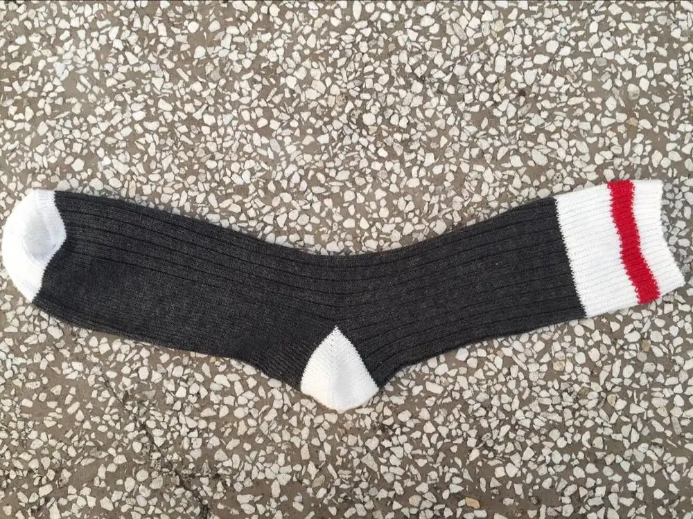Custom Design Canada Men Thick Red Stripe Cotton Socks Dark Grey Buy Red Stripe Cotton Socks