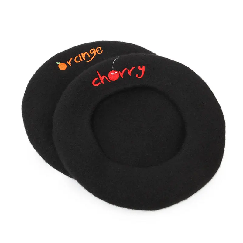 embroidery 100%wool Beret for Kids