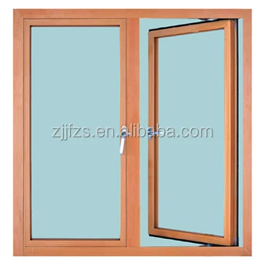 
Aluminum outward opening window China manufacturer, heat insulation double tempered glazed wooden aluminium windows 