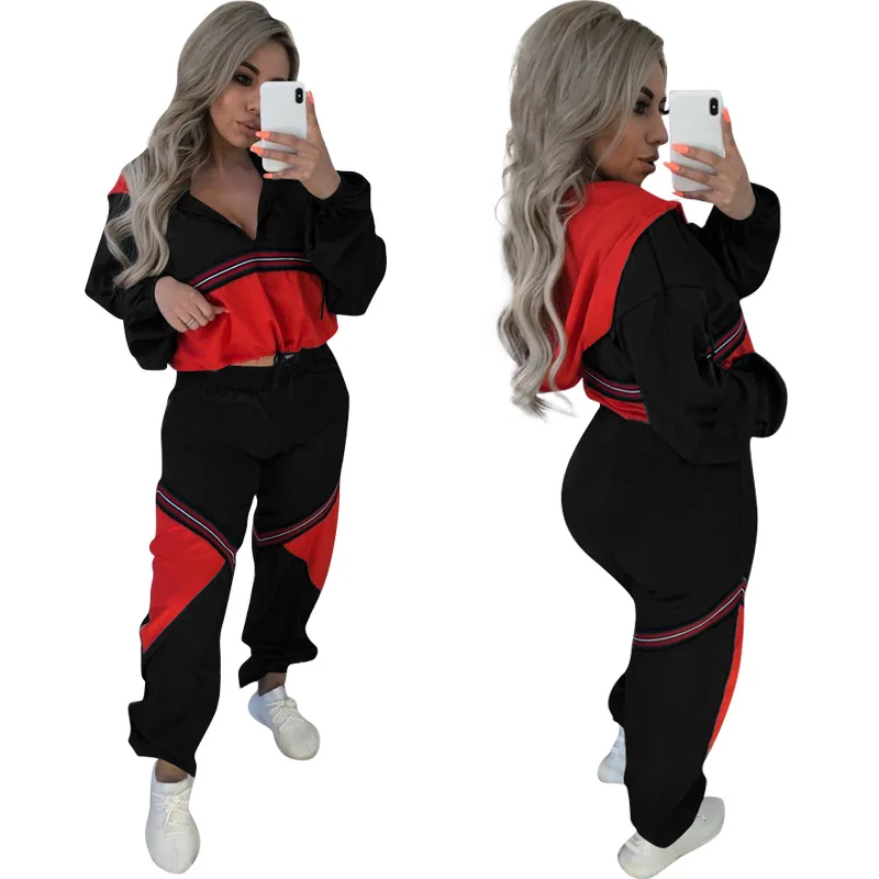 

FM-8320 winter women clothing for lady V neck casual two piece sport lady clothes, As pictures