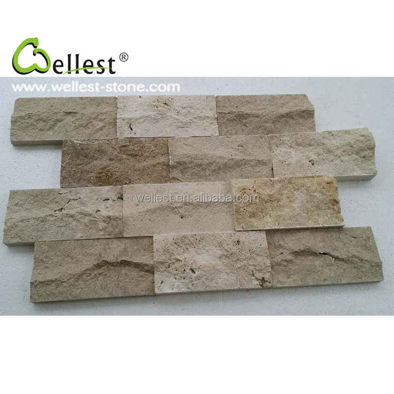 
Hot Selling China Natural Beige Color Travertine Mushroom Stone for Wall Cladding 
