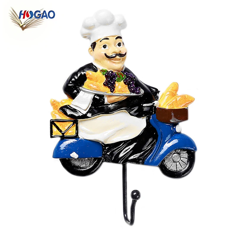Handmade wholesale resin hook chef kitchen hanging ornaments handbag wall hanging kitchen hook