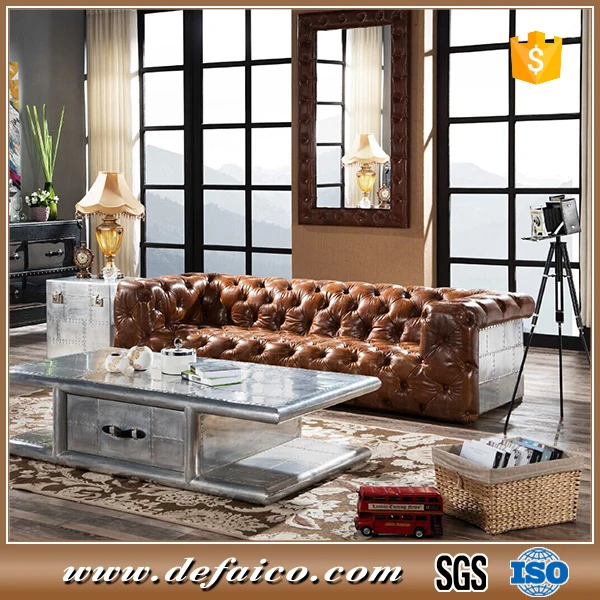 Brown Living Room Sofas Vintage Leather Aviation Furniture Other