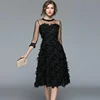 Luxury Women Evening Party Dresses New Arrival Spring Fashion Tassel O-neck Elegant Black Female Dress