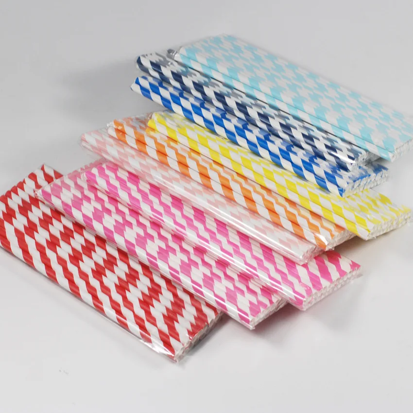 100 Pieces Striped Straws,Rainbow Paper Straws Biodegradable Drinking Straws Colorful Paper Straws for for Birthdays Graduation Weddings Party Supplies 