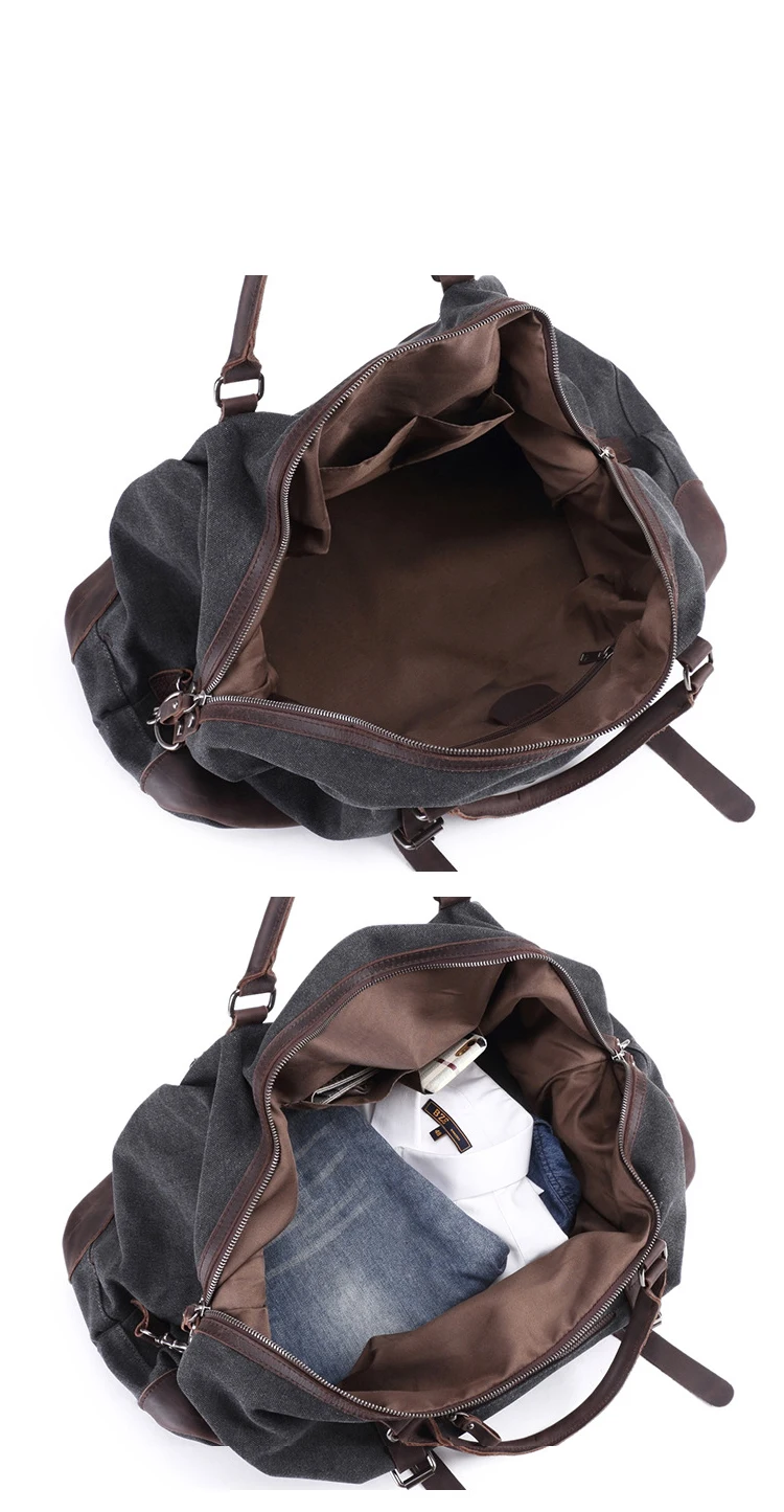 New design Amazon hot sale duffel canvas overnight travel weekender bag with leather