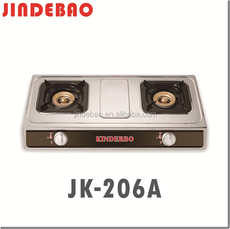 JK-206A Good quality 2 Brass burners LPG table top gas stove