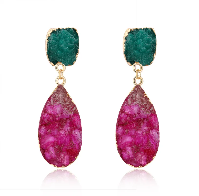

Free shipping 2019 fashion jewelry hanging stone earrings for women, As pictures