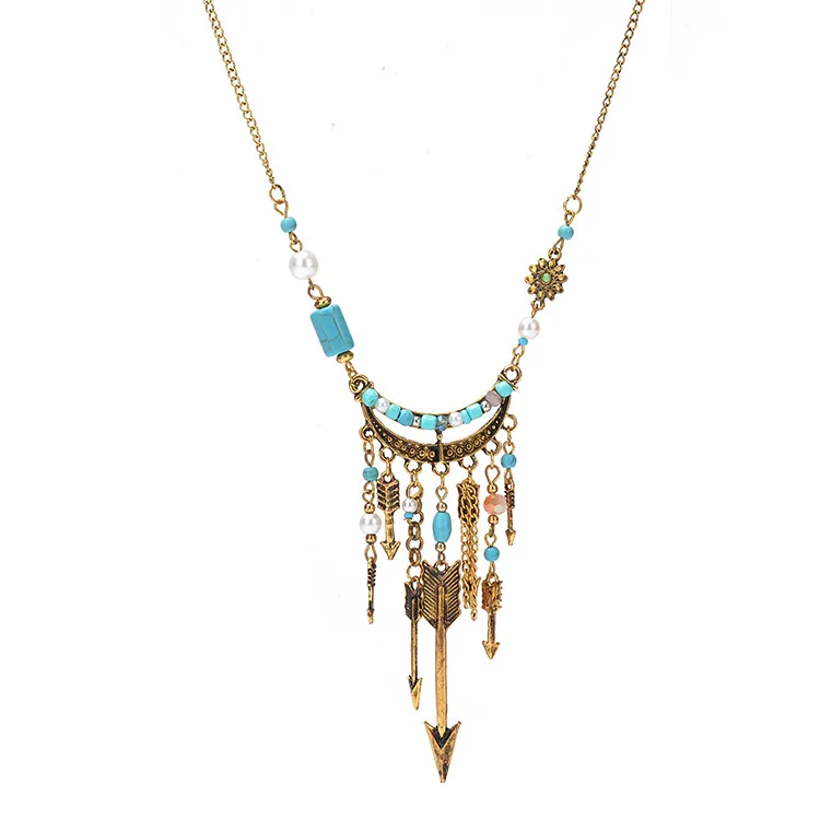 

Bohemian ethnic style multi-drop necklace, N/a