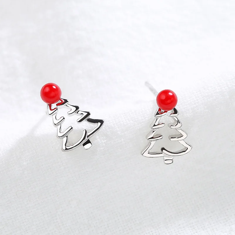 

925 sterling silver Christmas tree stud earrings, Silver or customized