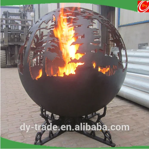 Art Sculpture Carbon Steel Fire Pits Steel Sphere Fire Pits For