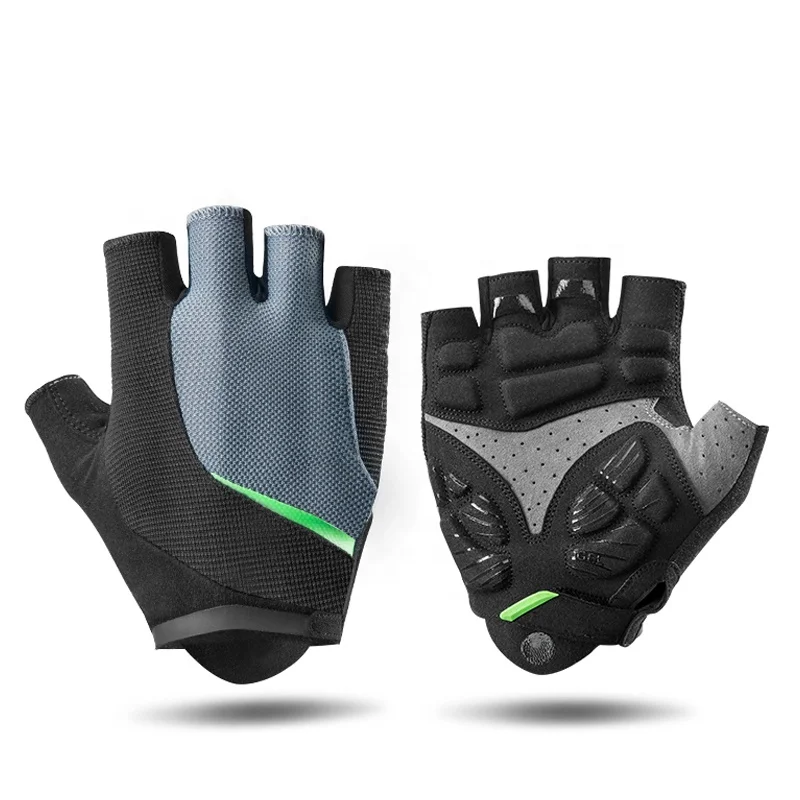 

Wholesale Cycling Bike Bicycle Gloves Half Finger Gel Anti-Shock Washable Elastic Bicycle MTB Motorcycle thin Sports Anti-slip G, Black gray