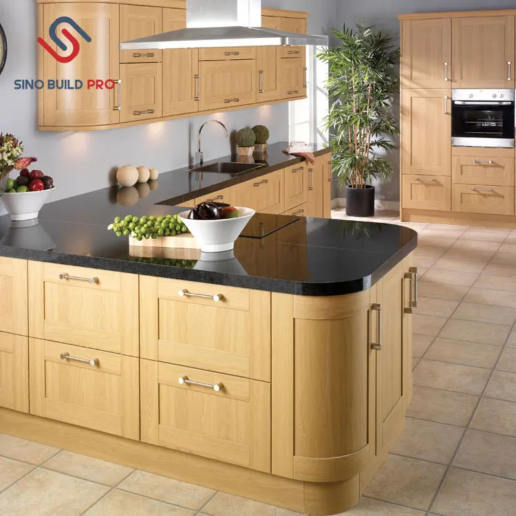 
Country side style oak wood modular kitchen cabinet 