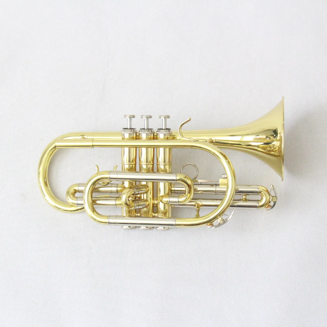 
Professional Bb tone SS valves Brass body Gold Lacquered Cornet 