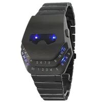 

Unique Design Army Snake Head Classic Black Stainless Steel Band Red/Blue Led Light Digital Men Wrist Watch Male Military Clock