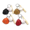 Wholesale 3D mini wood baseball bat keychain baseball bat keychain