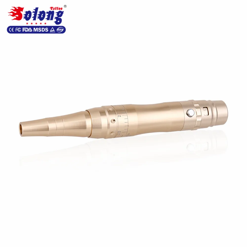 

SolongTattoo Semi Eyebrow Lip Eyeline Rotary Machine EM804 with Needle Permanent Makeup Pen, As picture