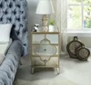 Modern style 3 drawers mirrored nightstand bedside table