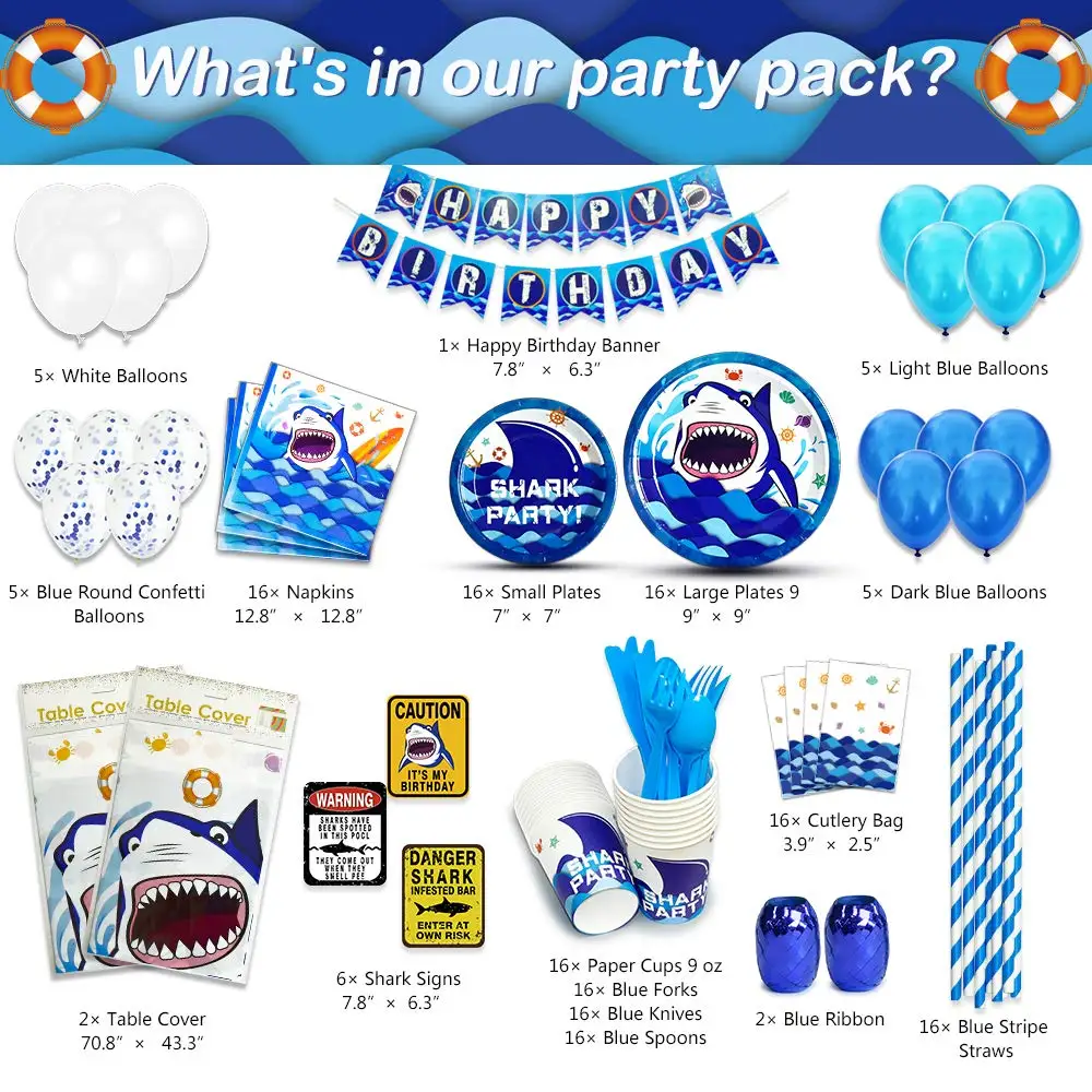 Conjunto De Suministros Para Fiesta De Tiburón,Decoraciones De Piscina