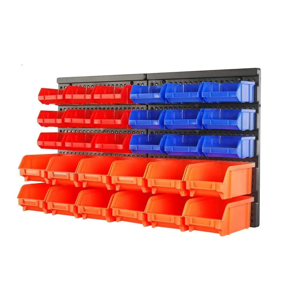 
30pcs Plastic Mounted Wall DIY Tool with rack and staclable storage bins set  (60787347737)