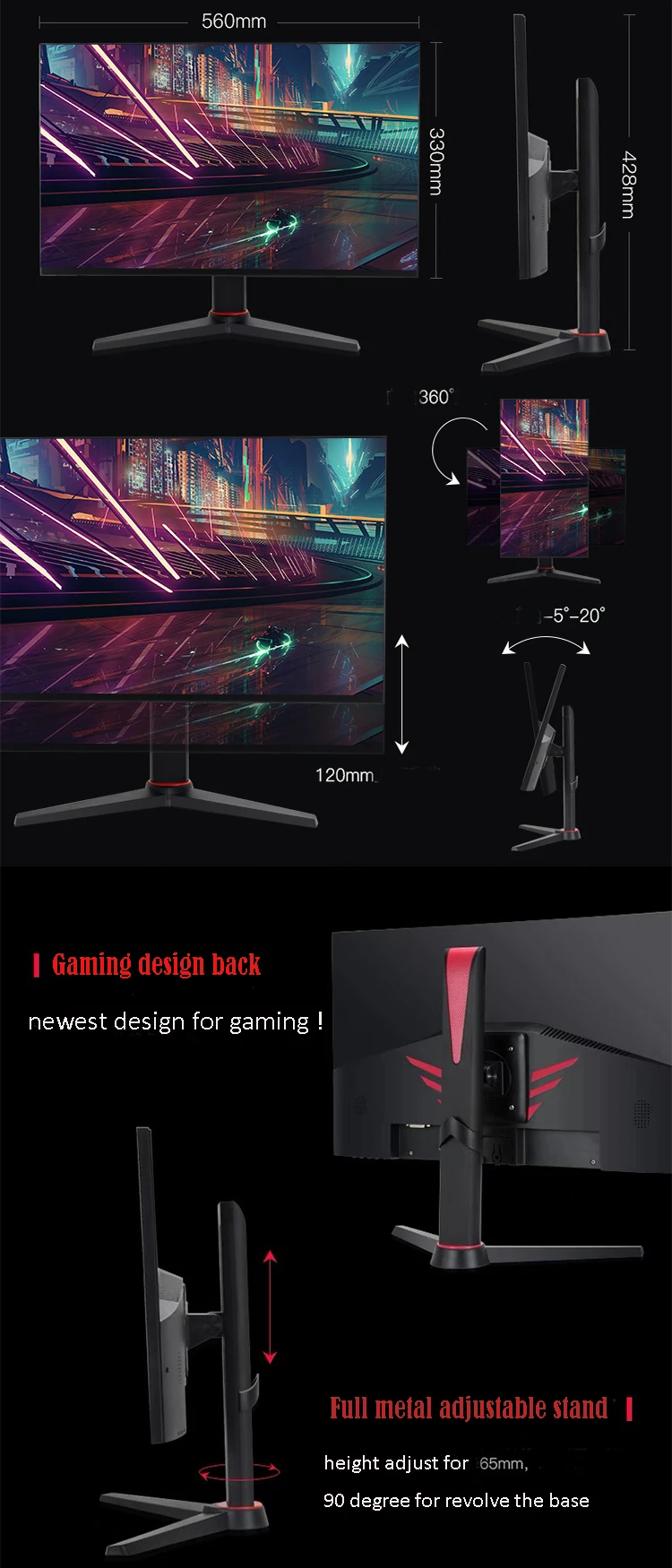 OEM 2560*1440P 24 Inch Gaming Monitor 144Hz 1ms with FreeSync GSync, View OEM 2560*1440P monitor