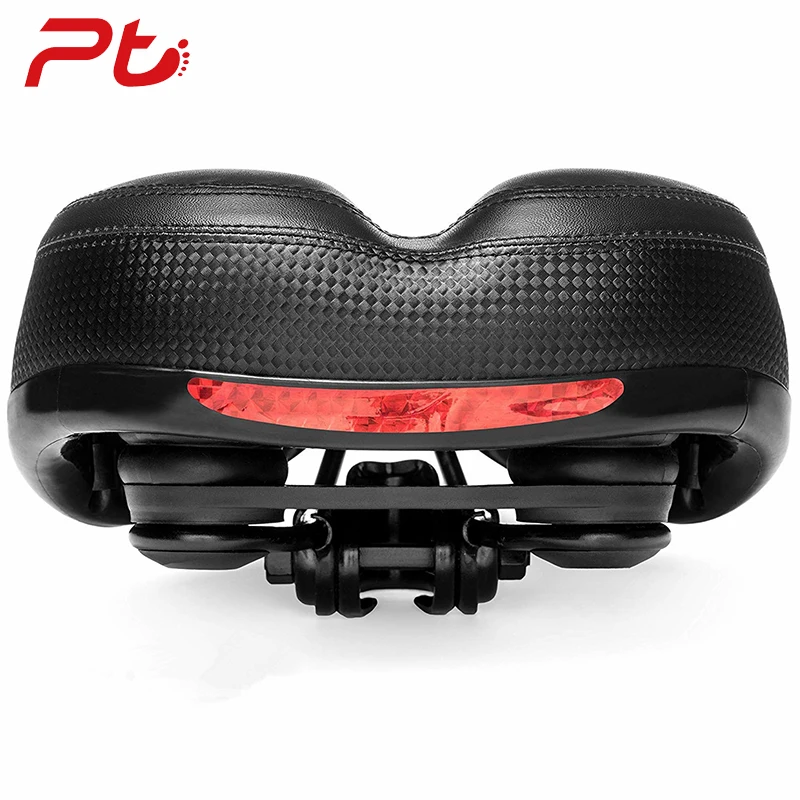 

Pt Sports Thick Sponge Bicycle Saddle Shock Absorbing Bike Seat Soft Wide Reflecting Cycling Saddle, Black